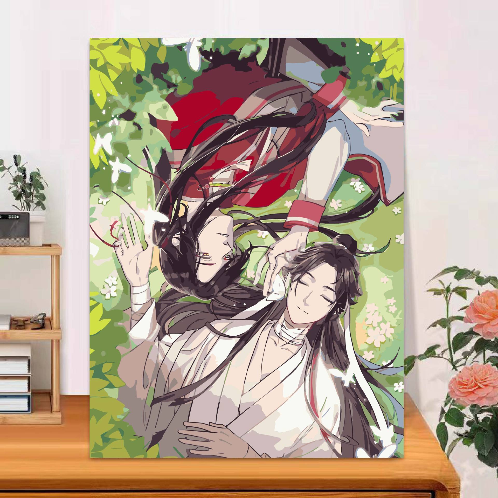 Tianguan bendijo pintura al óleo digital personajes animados a mano diy relleno pintura de color corazón comprensión de presión pintura al óleo a mano