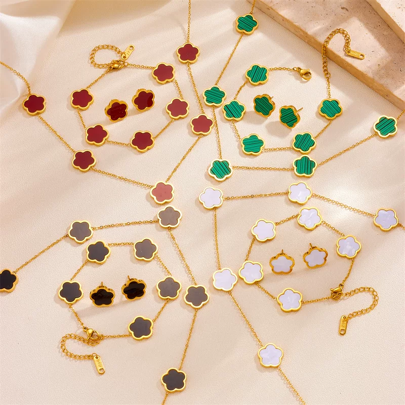 Серьги из нержавеющей стали, браслет, ожерелье, украшения, набор, (跨境贸易)