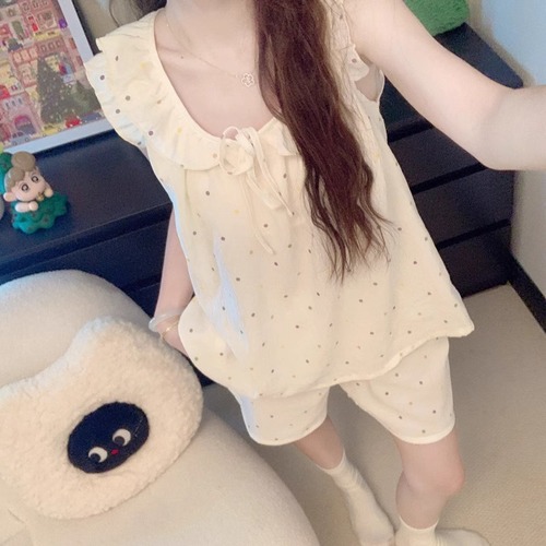 Sweet Polka Dot Tank Top Shorts Pajamas Women's Set Summer 2025 New Style One-Piece Home Wear Two-Piece Set