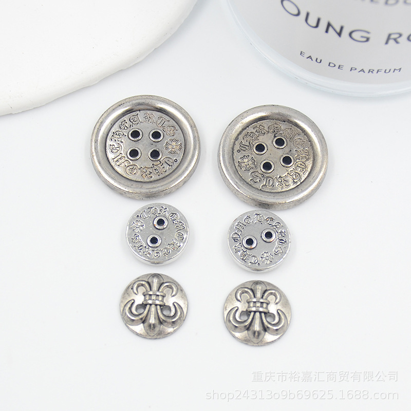 金属克罗伈电镀手缝复古锚花两眼四眼扣大衣外套服装鞋扣