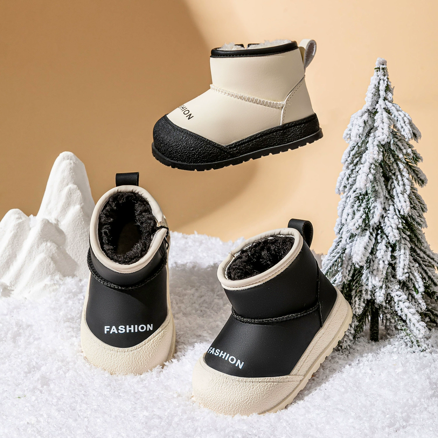 Детские снежные сапоги для мальчиков зимние новые теплые хлопчатобумажные сапоги для девочек большие хлопчатобумажные туфли для детей зимние бархатные утолщенные