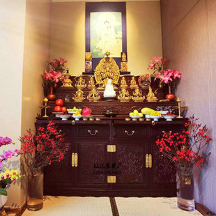 Tantra Buddhist shrine solid wood shrine Rosewood Xizang-style display two-layer sacred table home cabinet desk three-layer desk
