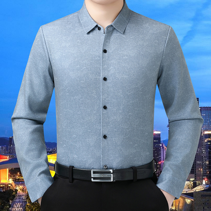 品牌高档羊绒衬衫男士2025冬季加绒保暖中年商务休闲时尚百搭衬衣