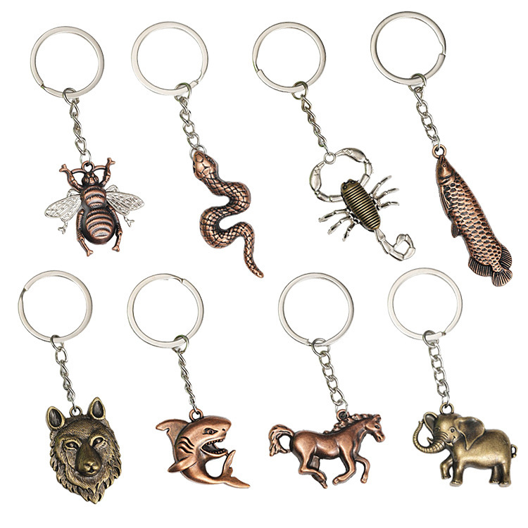 Cross-Border Vintage Era Red Copper-Colored Elephant and Bee Pendant Keychain Pistol Motorcycle Airplane Guitar Bag Charm Cross-Border Vintage Era Red Copper-Colored Elephant and Bee Pendant Keychain Pistol Motorcycle Airplane Guitar Bag Charm