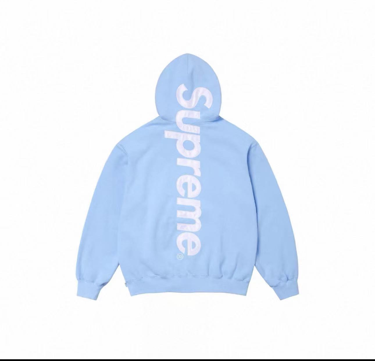 Supreme Satin Applique Hooded Sweatshirt Light Blue