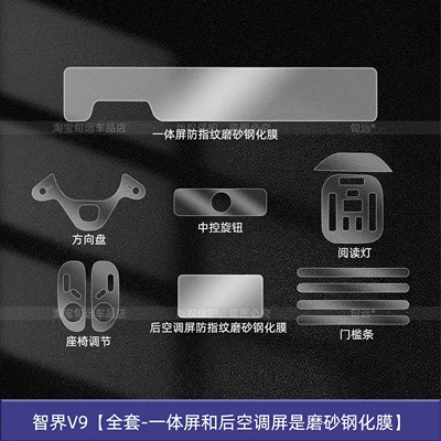 Tempered Film Modification Parts, Car interior film - zhijie-v9-full-set-all-in-one-screen-and-rear-air-conditioning-screen-are-frosted-tempered-film