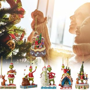 Cross Border Cartoon Green Hair Monster Acrylic Flat Christmas Tree Pendant Car Rearview Mirror Backpack Hanging Ornament