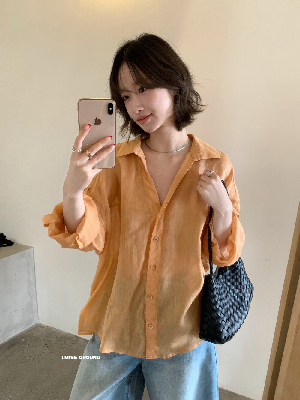 Áo sơ mi nữ linen tay dài cổ bẻ dáng rộng phong cách Hàn Quốc — xanh đậm, màu sắc, trắng ngà, xanh Hàn chi tiết 4