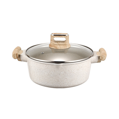 Beige die-cast soup pot Maifan stone non-stick pot household soup pot double-ear induction cooker gas stove special