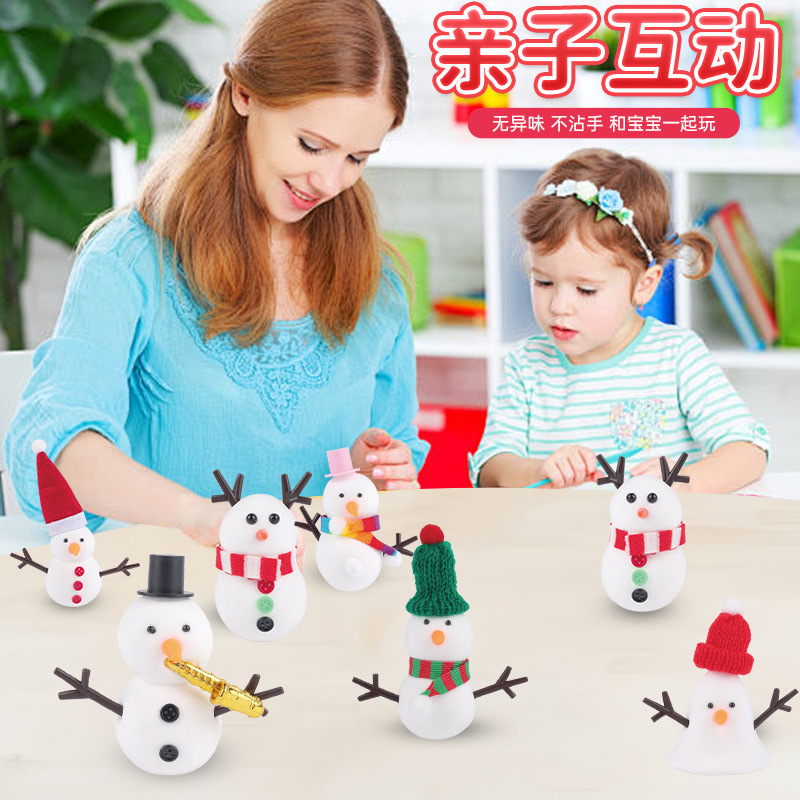 Christmas Snowman Handmade DIY Snowman Set Decoration Kindergarten Kidsren's Toys Clay Creative Gifts