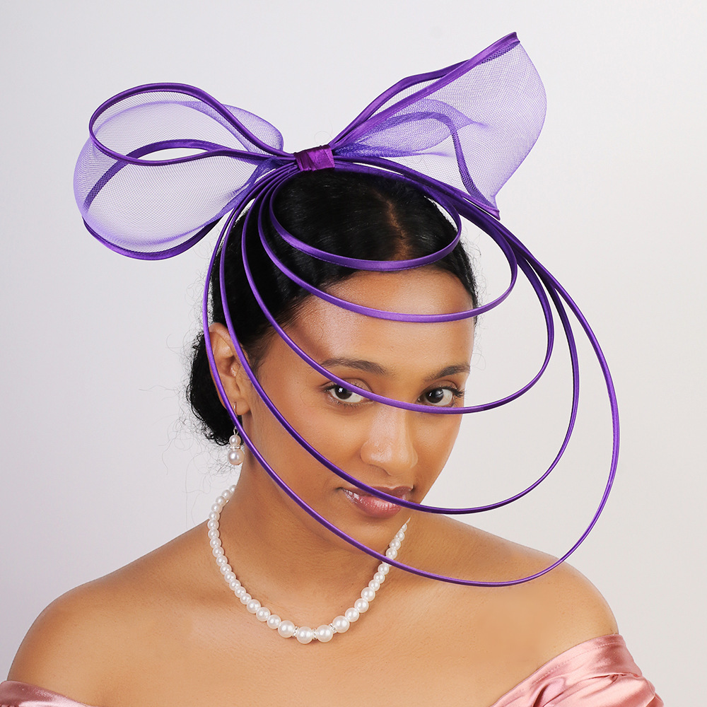 European and American Style Exaggerated Mesh Headwear, Internet Celebrity's Same Style Oversized Bow Concave Shape Eye-Covering Mesh Headwear