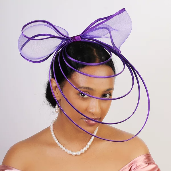 European and American Style Exaggerated Mesh Headwear, Internet Celebrity's Same Style Oversized Bow Concave Shape Eye-Covering Mesh Headwear