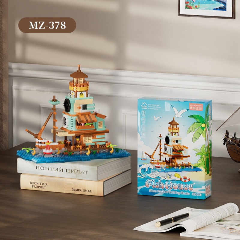 Nuevos productos transfronterizos de arquitectura de bloques de construcción de paisajes callejeros, casas de pescadores, juguetes de puzzle para niños, adornos, regalos del 1 de junio