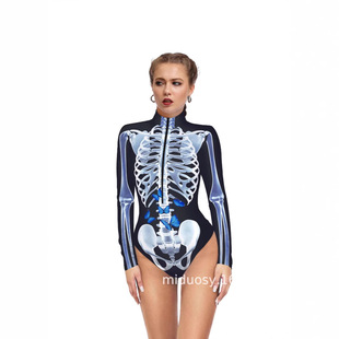 2025 Amazon's New Digital Printed Long-Sleeved Jumpsuit European and American Clothing Slim Long Performance Clothing