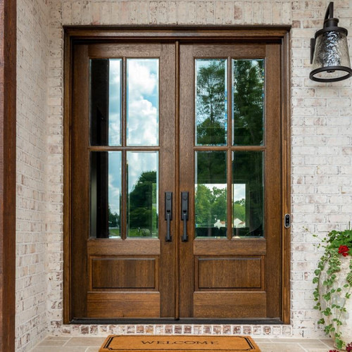 Factory Direct Sales Custom-Made Glass and Solid Wood Double-Door Entryway Door Set for Courtyard Entrance Factory Direct Sales Custom-Made Glass and Solid Wood Double-Door Entryway Door Set for Courtyard Entrance