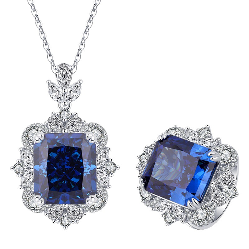 2023 nuevo estilo zhuang sheng joyería S925 todo el cuerpo plata diamante de alto carbono luz colgante lujo traje cuadrado 14*16