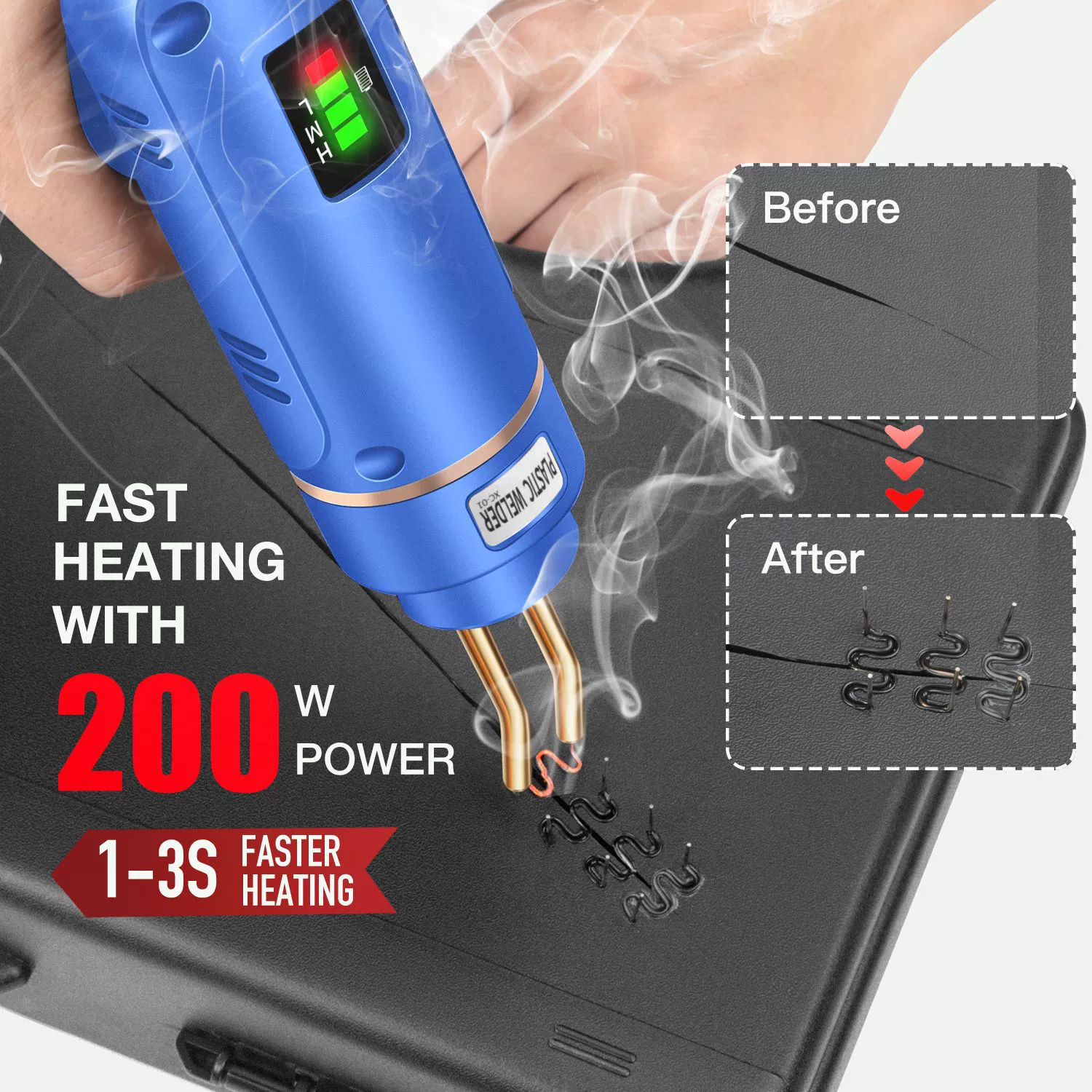 Автомобильный бампер машина 200W пластиковый сварочный пистолет трещины горячего расплава сварочный пистолет беспроводной литиевый аккумулятор трансграничный