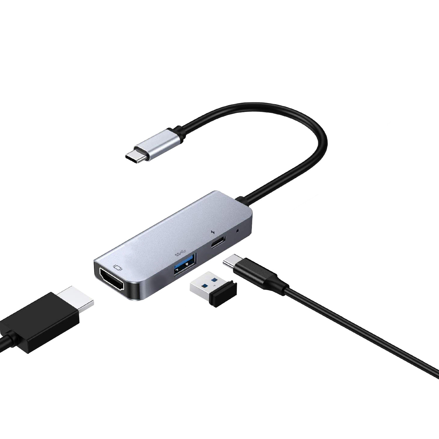 Hub Tipo-C 6 en 1 – Adaptador con USB, 4K HD, para Laptop