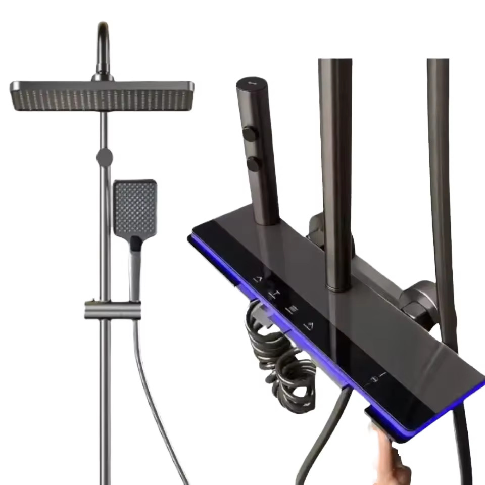 Gisto gris ducha digital baño doméstico presurizado baño frío y caliente ducha al por mayor transfronteriza