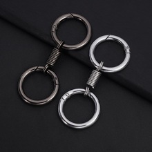 创意个性锌合金弹簧扣 圆形扣 金属弹簧圈钥匙链圆环双圈一件代发