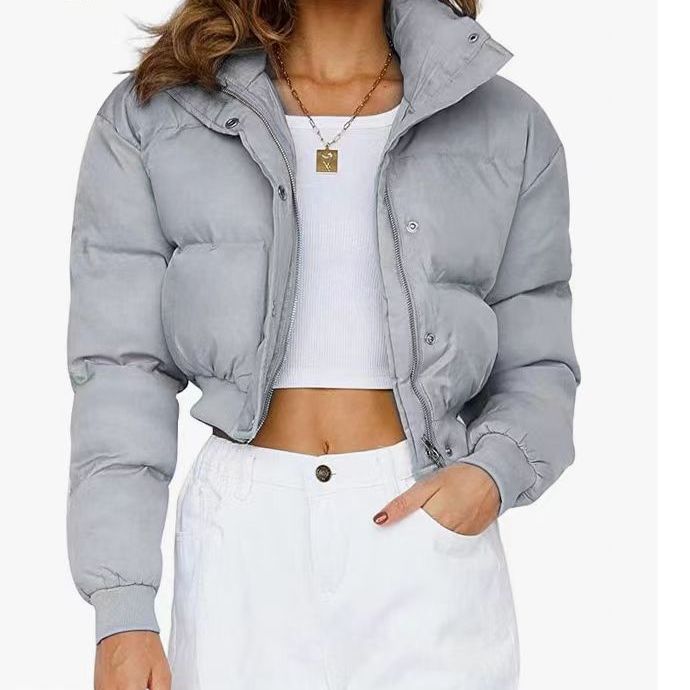 2023 ropa de mujer transfronteriza Otoño e Invierno Nuevo estilo europeo y americano ins moda ultra corta chaqueta acolchada de algodón suelta chaqueta caliente casual image 5