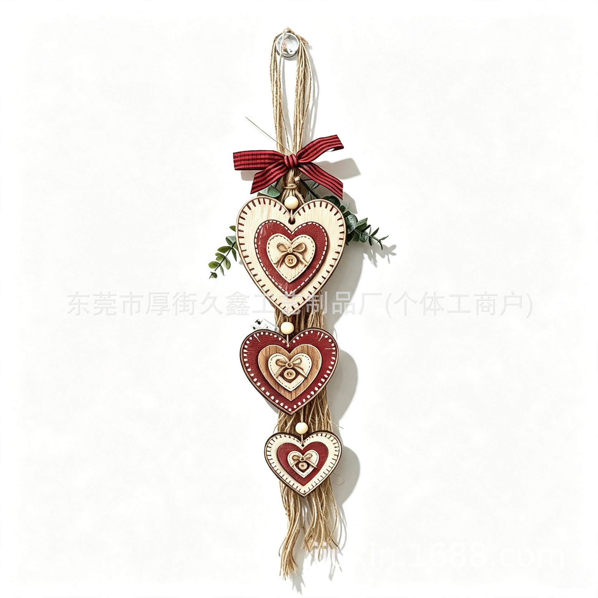 Decoración Colgante de Pared en Forma de Corazón de Madera Impresa para Hogar