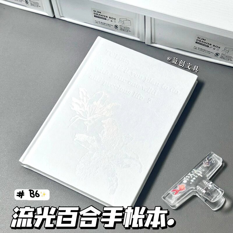 厂家直销B6流光百合笔记本加厚褶皱纹理创意高颜值手账笔记本|undefined