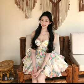 春花锦时 法式纯欲风甜系收腰显瘦吊带碎花女款连衣裙