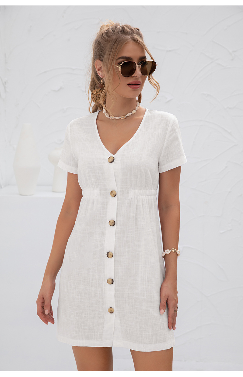 V-neck single-Breasted Dress nihaostyles clothing wholesale NSGNX82882