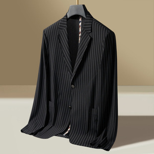 2025 Spring and Summer Ultra-Thin Ice Silk Sunscreen Suit Men's Casual Suit High Elastic Middle-Aged Dad Single Jacket