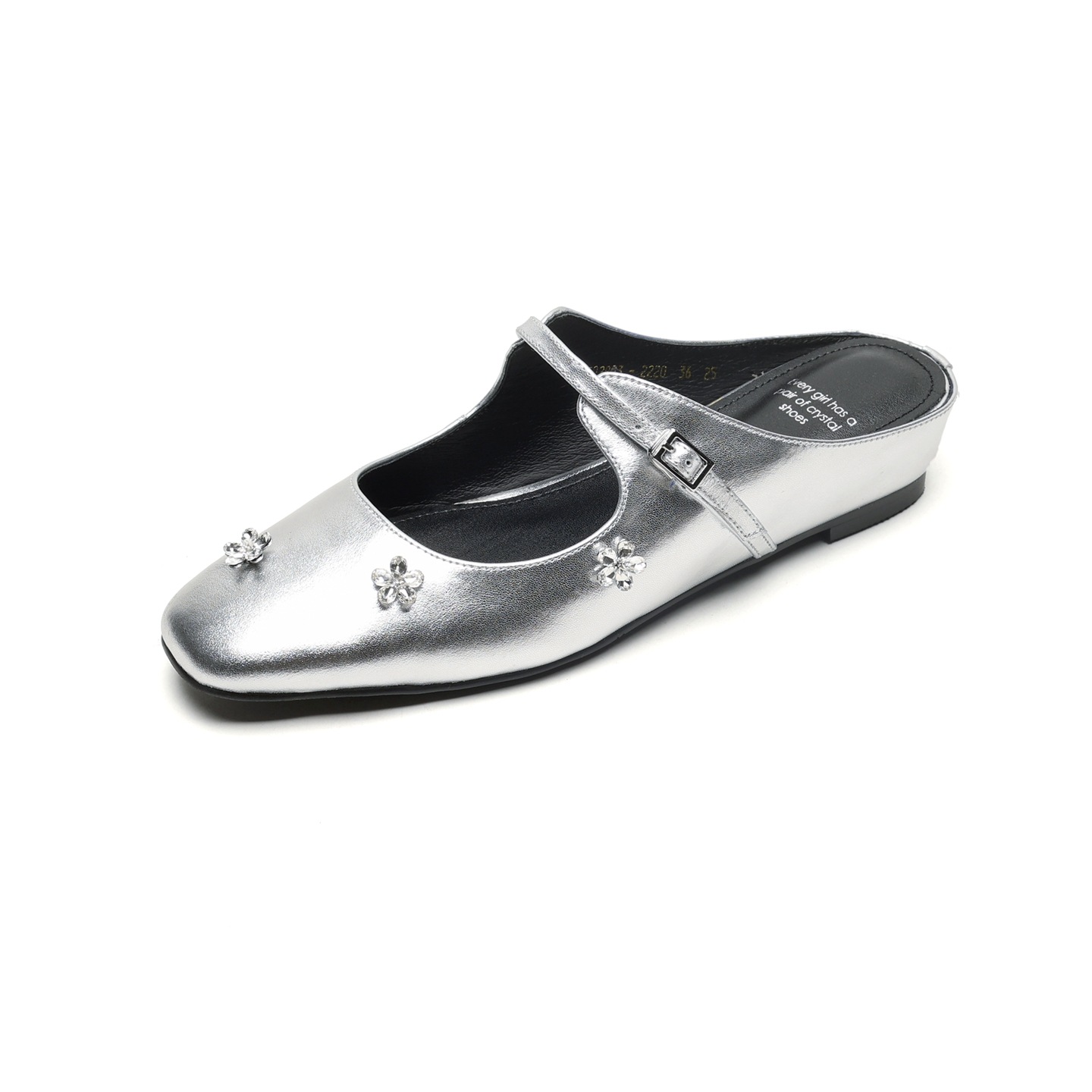 Sandal mule nữ gót thấp mũi kín đính đá pha lê màu rượu vang đỏ — Rượu vang đỏ chi tiết 25