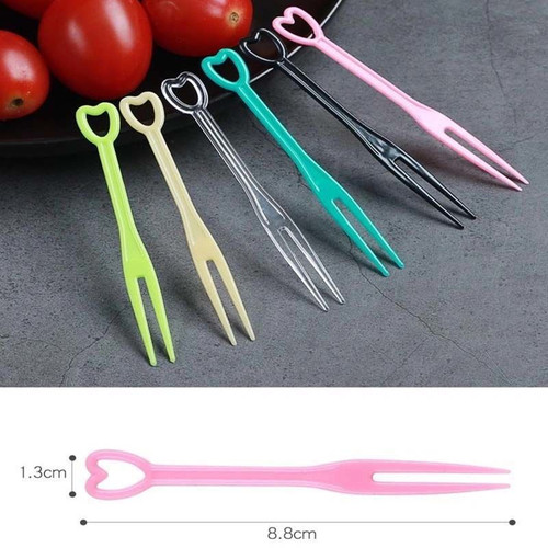 Disposable fruit picks food grade color plastic small forks snack forks KTV fruit plate toothpick forks wholesale