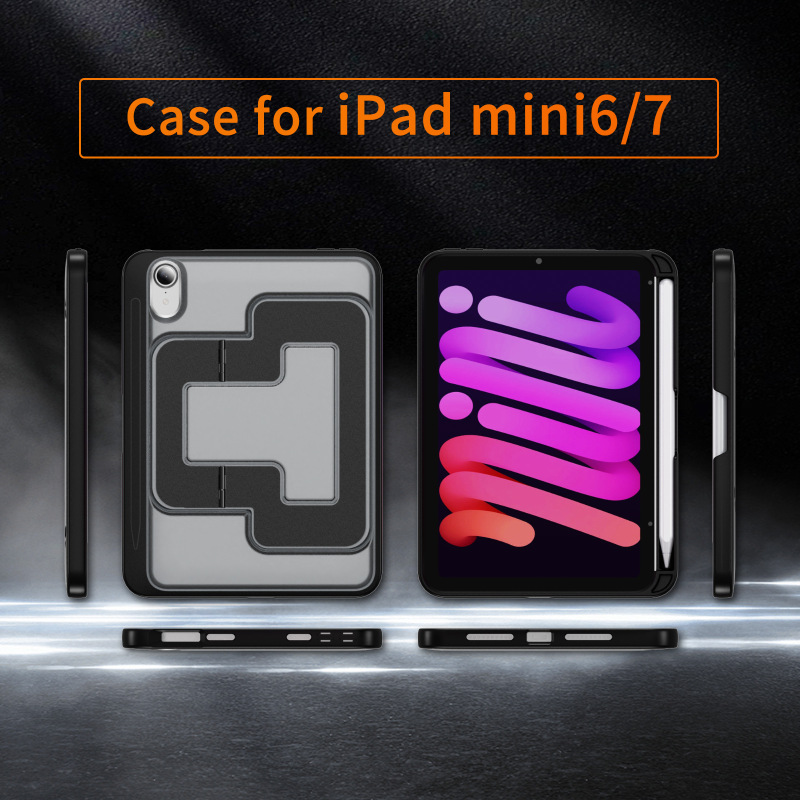 Suitable for Apple Ipadmini6-7 Protective Case Tablet Mini Protective Case Anti-Fall Shock Absorption Creative Hidden Bracket