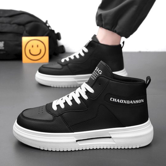 Autumn Men's Shoes New High-Top Shoes Men's Trendy Versatile White Shoes Thick-Soled Sports Shoes Casual Sneakers Trendy Shoes