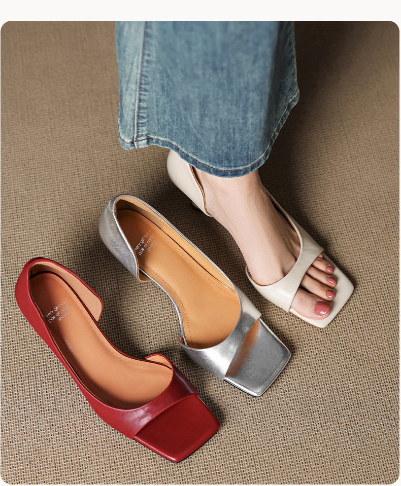 Sandal cao gót nữ hở mũi mũi vuông gót nhỏ 6 cm phong cách Hàn Quốc — đen chi tiết 1