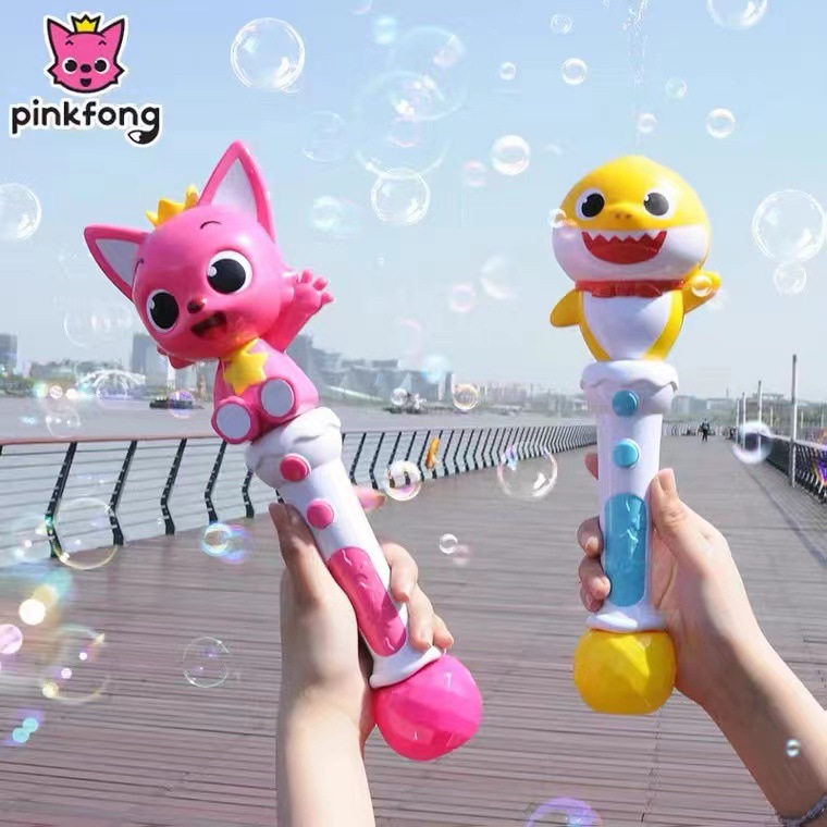 韩国儿童碰碰狐鲨鱼宝宝泡泡棒户外电动七彩魔法棒手持泡泡机玩具