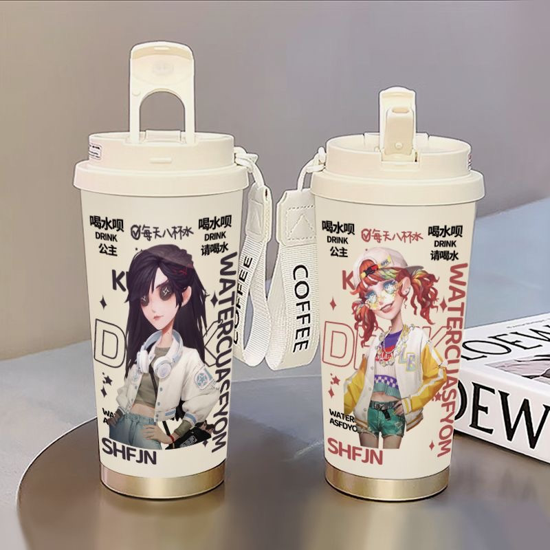 The Fifth Personality Oph Team Thermos Cup Portable Coffee Cup Stainless Steel Water Kettle Men and Women Straw Cup High Appearance