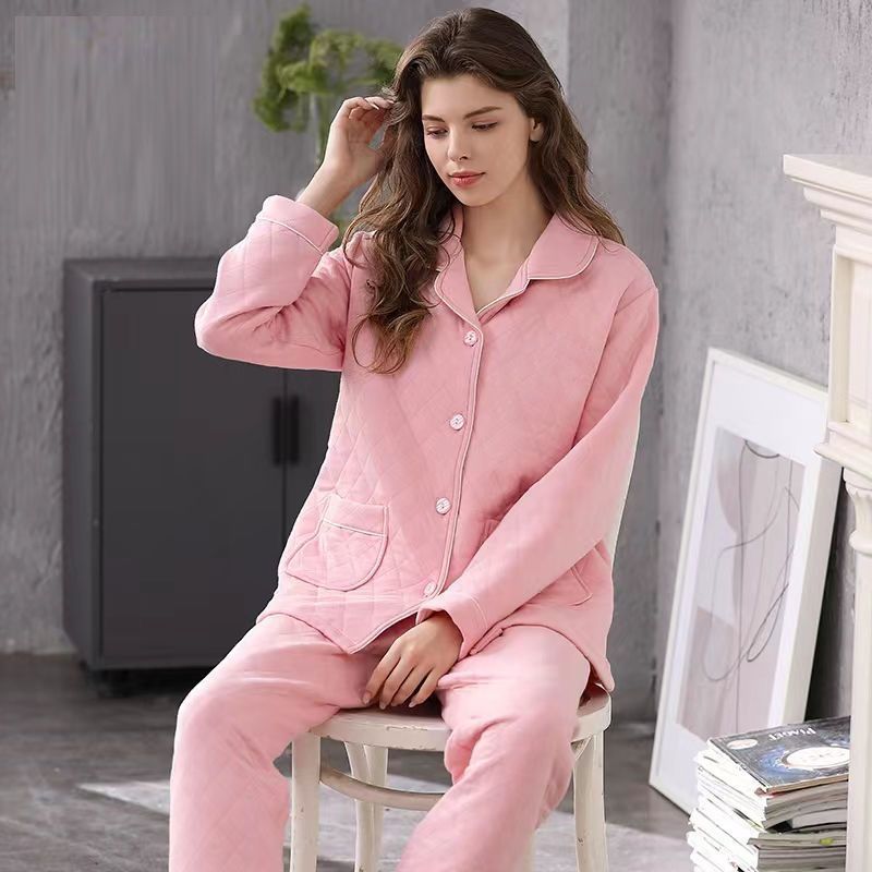 Invierno de aire algodón 100% pijamas de algodón grueso de las mujeres Primavera, Otoño e Invierno desgaste del hogar más tamaño desgaste exterior capa intermediaria