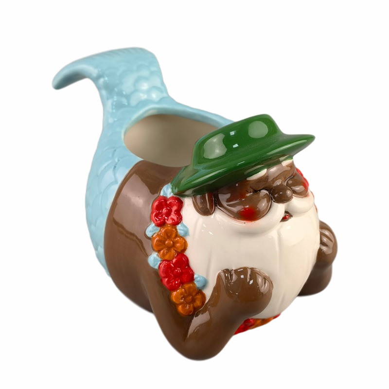 Regalos publicitarios de taza de sirena de cerámica de forma especial, taza de cola de sirena de animales negros, artesanía 3D, regalo de taza