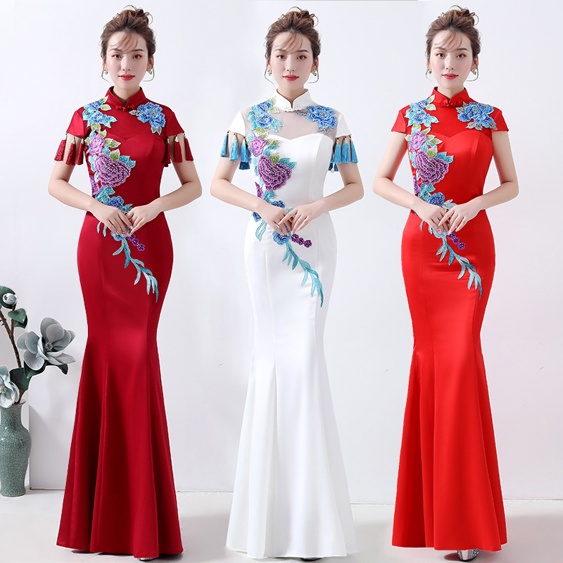 2025 Autumn/Winter Improved Elegant Retro Fish Tail Performance Dress Long Gown Choir Show Evening Dress Ball Gown