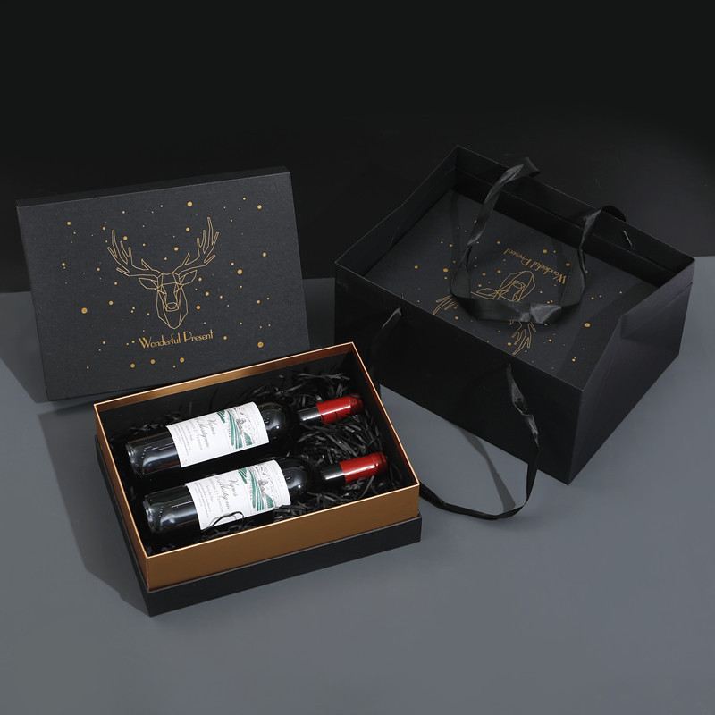 源头工厂现货批发高端礼盒银河黑烫金大号礼物盒子空盒红酒包装盒
