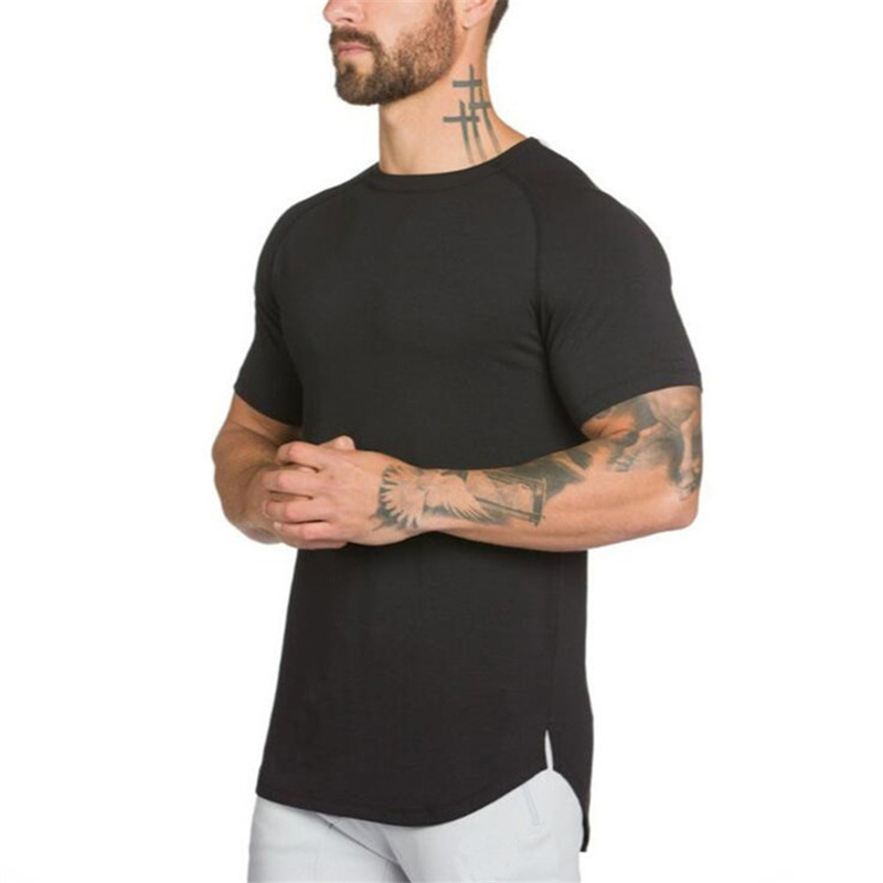 Blank Light Plate Raglan Sleeves Fitness Short-sleeved T-shirt Men's Summer Fashion Casual Training Clothes Slim-fit Sports Cotton T-shirt