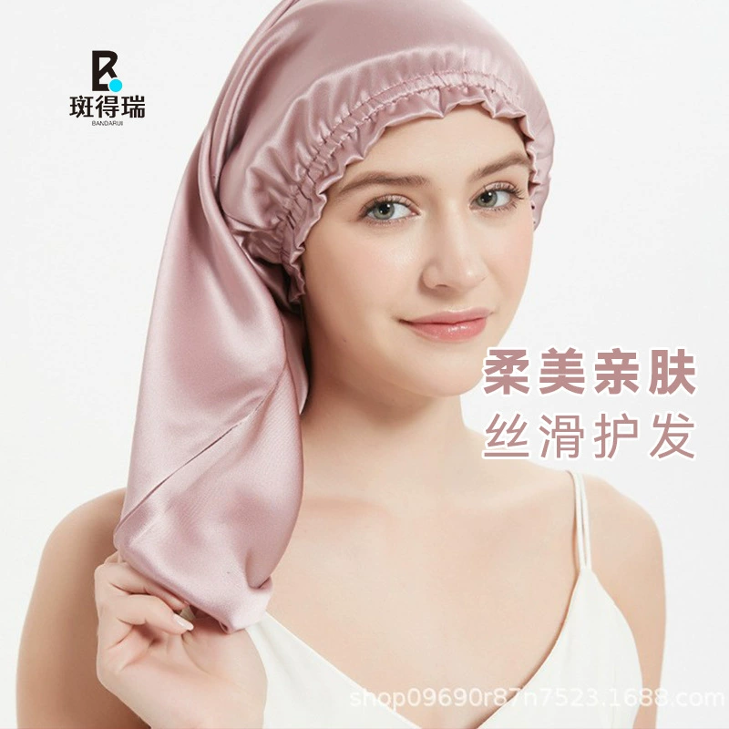Двухслойная шелковая шапочка для сна от Amazon с квадратным узловым дизайном, тяжелая шелковая шапочка для послеродового периода из шелка 19 момме, шелковая шапочка из тутового шелка для ухода за волосами.