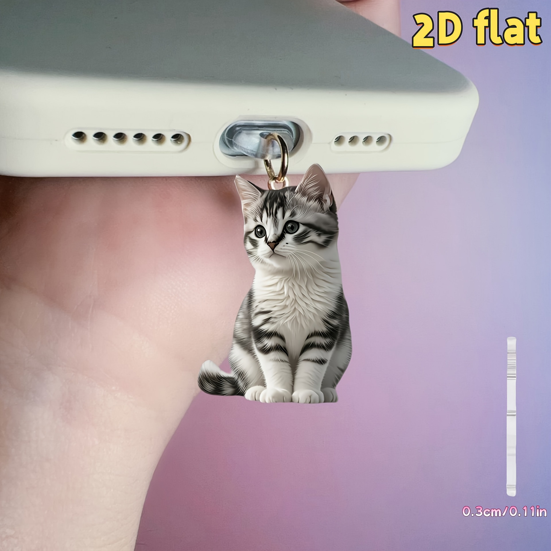 Nuevo acrílico plano transfronterizo lindo gatito acrílico enchufe de polvo para teléfonos móviles