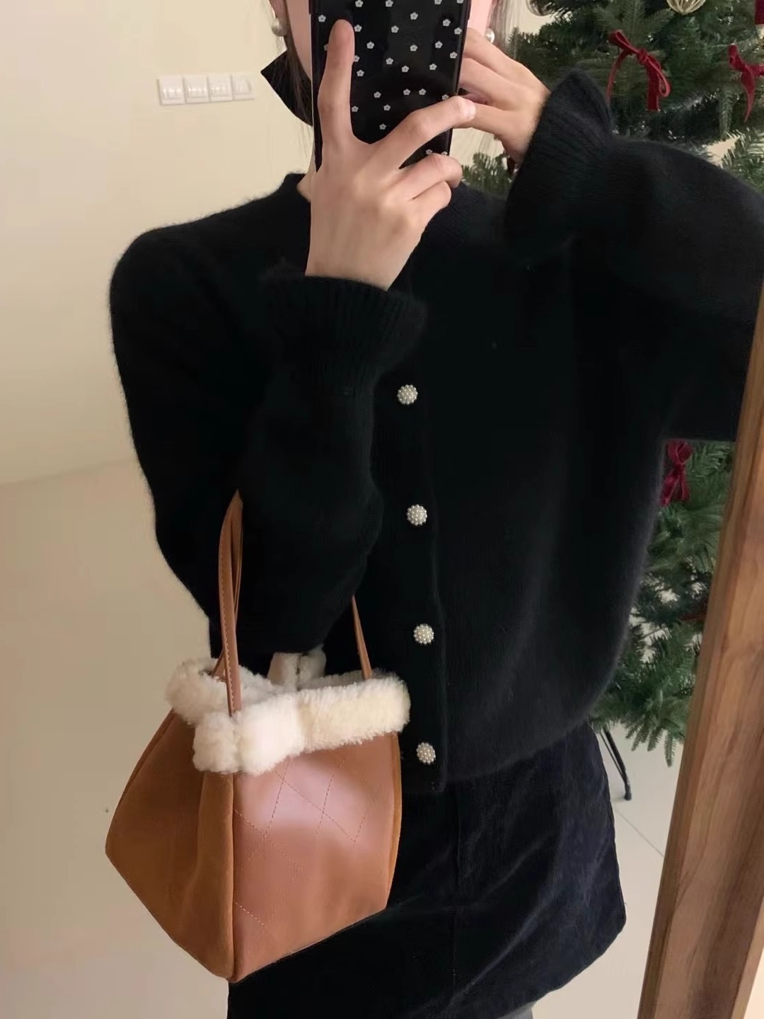 Cardigan coreano in velluto con scollo rotondo e maniche ricamate viola da donna, piccolo cappotto lavorato a maglia profumato primaverile_voghion.com