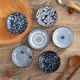 Cross-Border Japanese Creative Ceramic Snack Plate Sushi Mustard Dipping Plate Floral Seasoning Sauce Plate Commercial Flavor Plate
