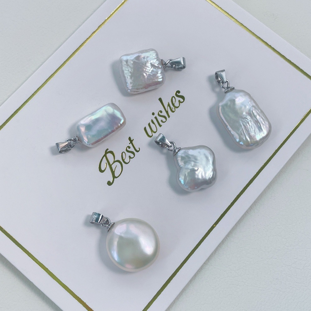 S925 sterling silver melon buckle pendant irregular four-leaf clover with accessories light water pearl baroque necklace wholesale