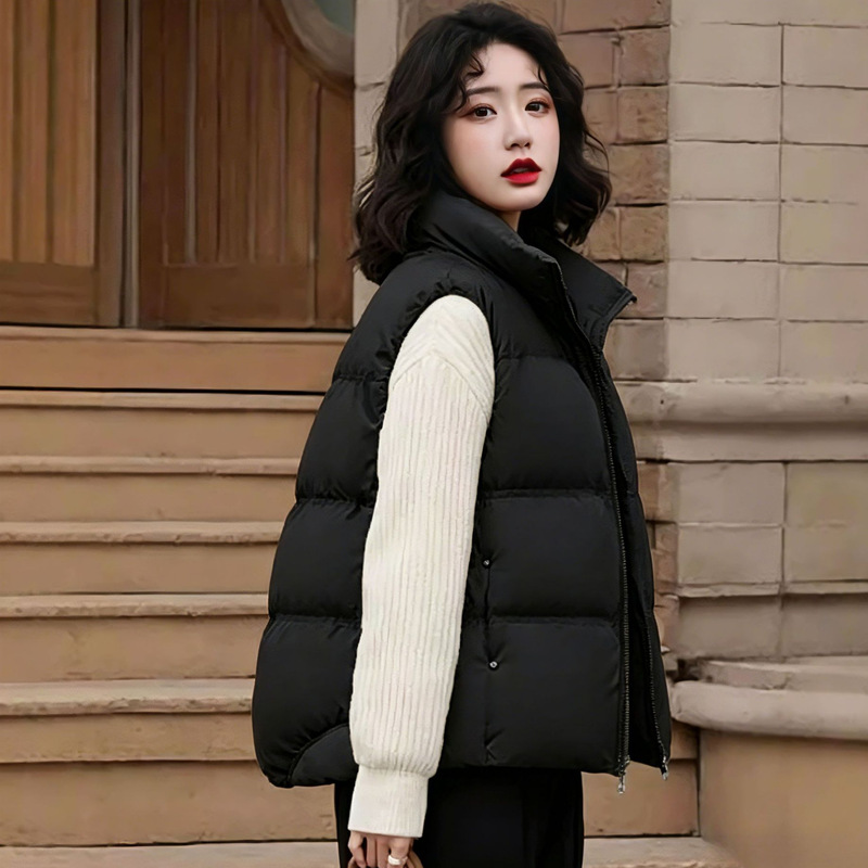 Women's Short down Vest, Sleeveless down Jacket, Brown High-Quality Vest Women's Short down Vest, Sleeveless down Jacket, Brown High-Quality Vest