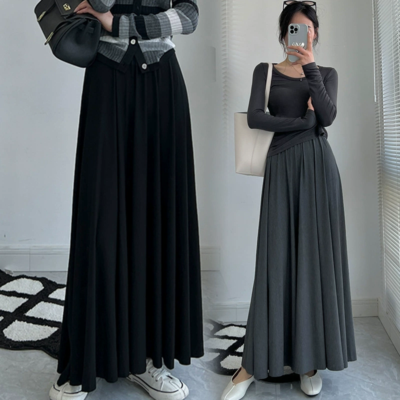 Беременные женщины без брюшной полости утолщены Модаль Юбка Юбка Весна 2025 Новая большая юбка-маятник сплошной цвет юбка А
