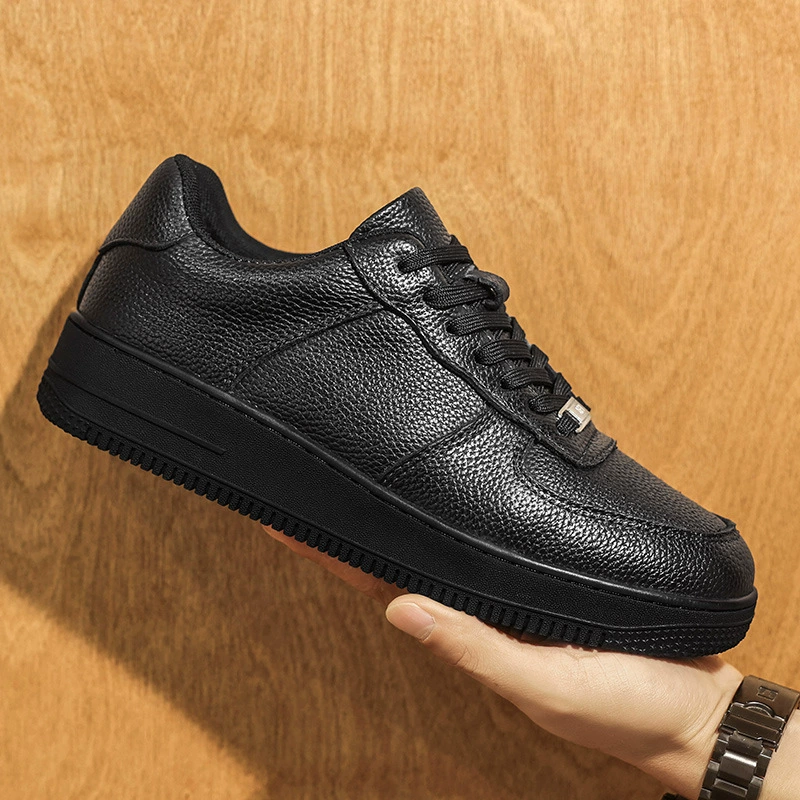 European Men's Shoes Autum Trendy Brand High-Bottom Genuine Leather Sneakers Men's Thick-Soled Sports Casual Shoes Air Force One Leather Shoes